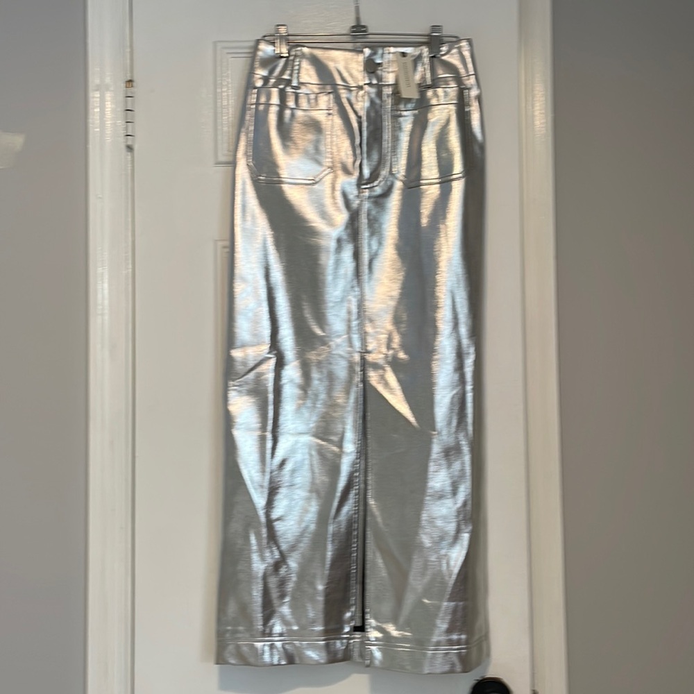 NWT Metallic Faux Leather Skirt